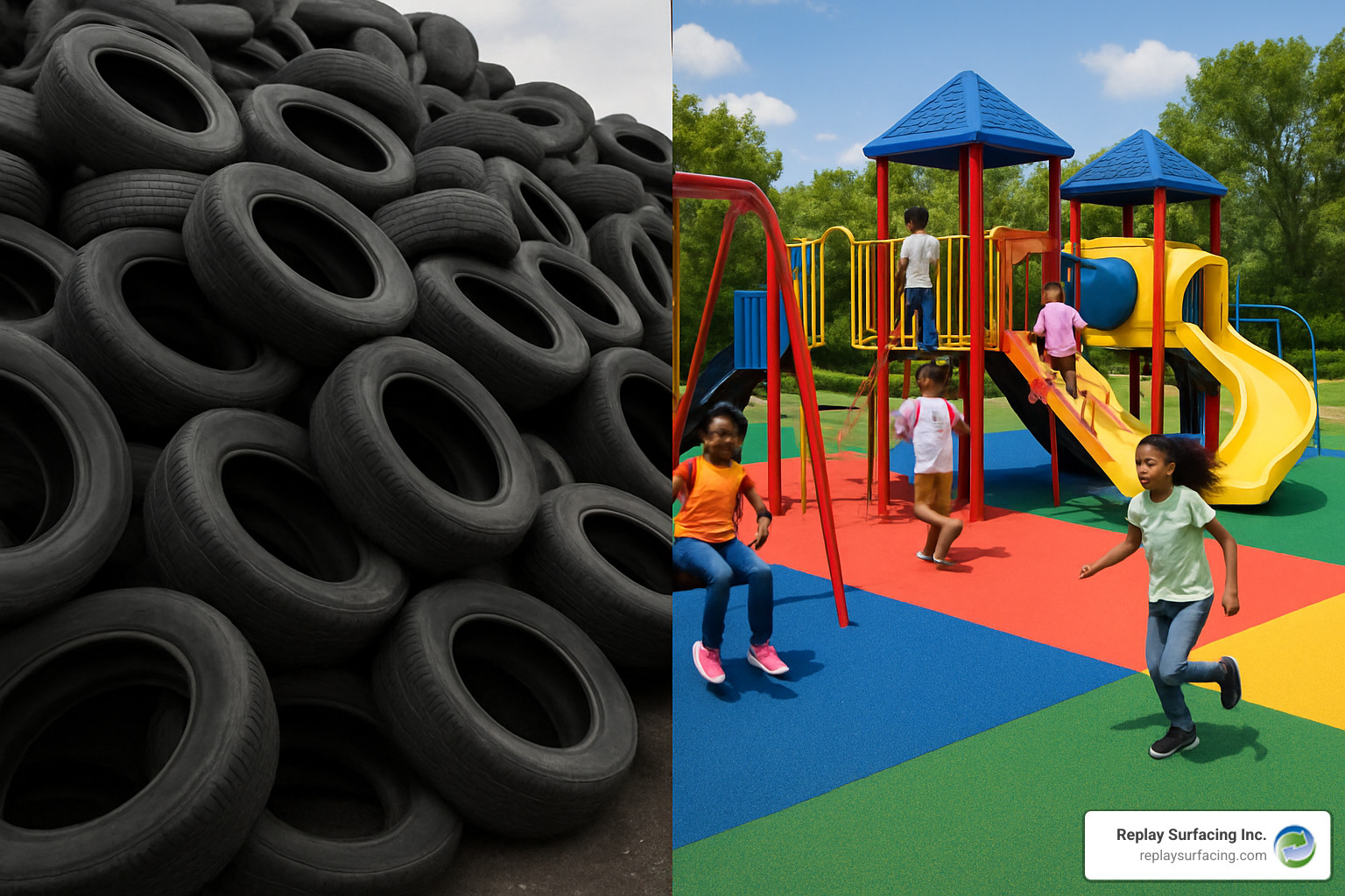 recycled tires for playground manufacturing